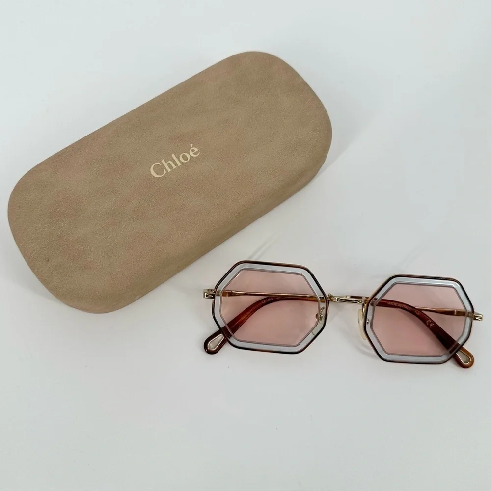 Chloe CE146S Tally Octagonal Sunglasses Pink Lens